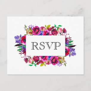 Bright Boho Bold Flowers RSVP Postcard