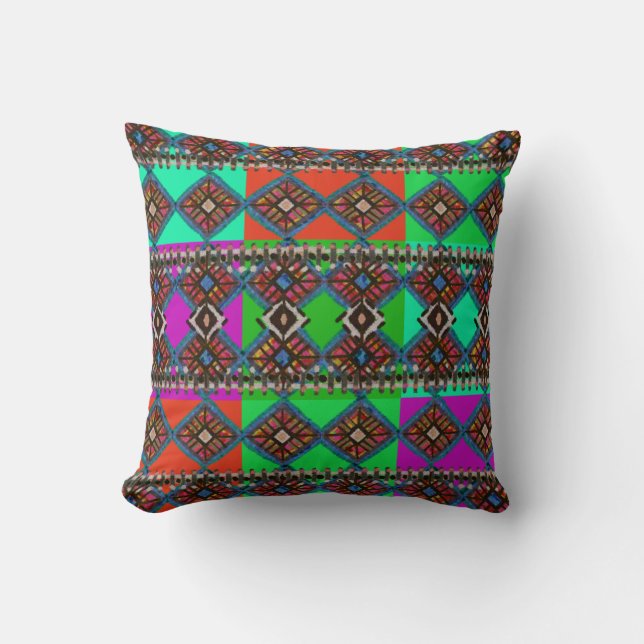 Bright Boho Patchwork | Mud Cloth Inspired Cushion (Front)