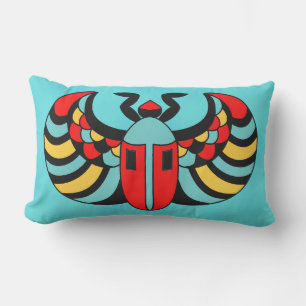 Bright Bold Abstract Colourful Scarab Beetle Lumbar Cushion