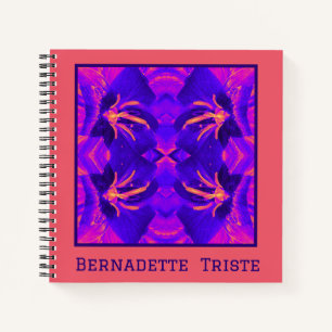 Bright Bold Blue Pink Geometric Seamless Pattern Notebook