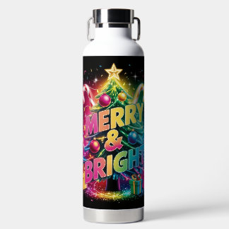 Bright & Bold Christmas Design - Joyful Holiday Water Bottle