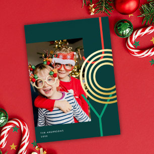 Bright Bold Colourful JOY Holiday Photo Gold Foil