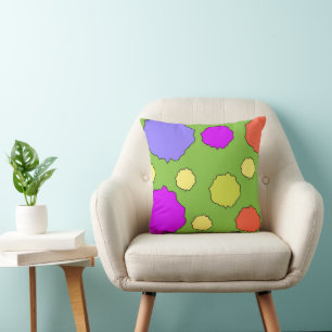 Bright bold colourful polka dot pillow