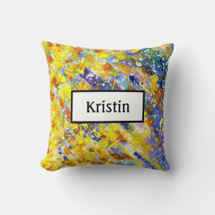 Bright Bold Colours Abstract Monogram Cushion