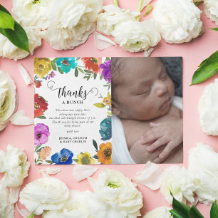 Bright & Bold Floral Baby Shower Thank You Card