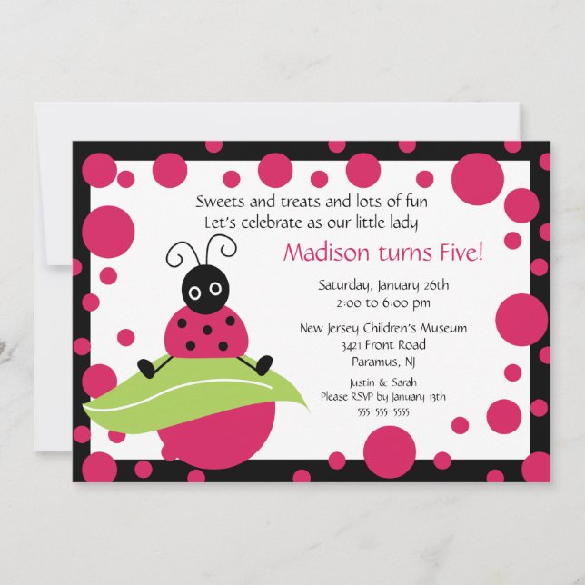 Bright & Bold Ladybug Birthday Invitation (Front)
