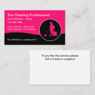 Bright Bold Modern House Cleaning Maid Service Business Card