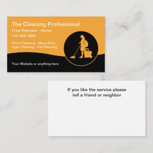 Bright Bold Modern New House Cleaning Maid Service Business Card