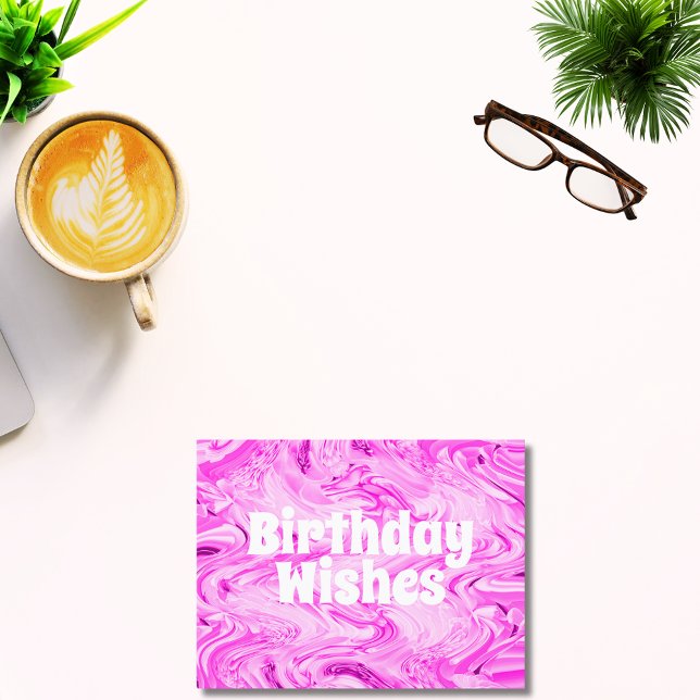 Bright Bold Modern Pink Happy Birthday Postcard (Creator Uploaded)