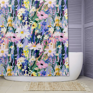 Bright Bold Modern Wildflowers Shower Curtain