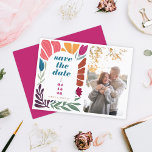 Bright Bold Multicolor Floral Save the Date Photo Announcement Postcard<br><div class="desc">Bright Bold Multicolor Abstract Floral Save the Date Photo Announcement Postcard</div>
