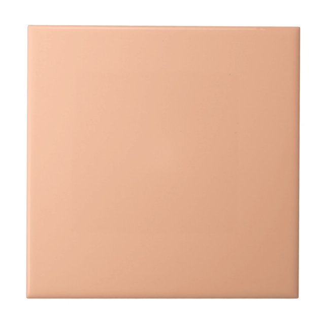 Bright Bold Peach Solid Block Colour Ceramic Tile (Front)