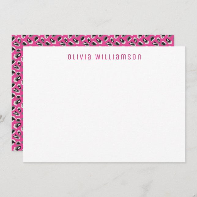 Bright Bold Pink Animal Print Notecard (Front/Back)