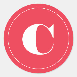 Bright bold pink initial holiday gift classic round sticker