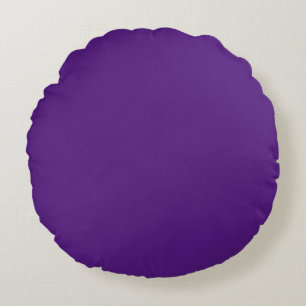 Bright Bold Purple Solid Block Color Round Cushion