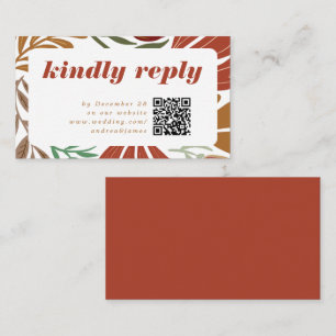 Bright Bold Retro Terracotta Floral Wedding RSVP Enclosure Card