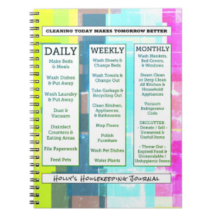 Bright Bold Squares Home Cleaning Guide Personal Notebook
