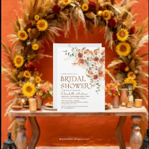 Bright Bold Terracotta Boho Autumn Bridal Shower Invitation