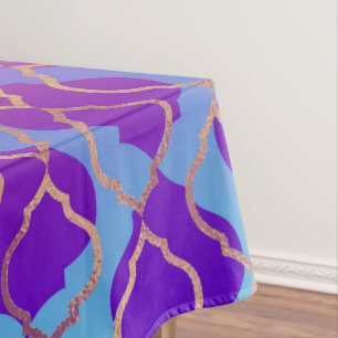 Bright Bold Vivid Orange Purple Fuchsia Trefoil Tablecloth