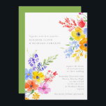 Bright & Bold Watercolor Floral Wedding Invitation<br><div class="desc">A fun and colourful wedding invitation perfect for summer featuring watercolor flowers in vibrant blue,  orange,  pink and red. The reverse is in solid green.</div>