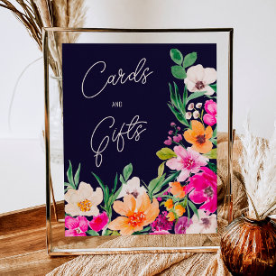 Bright bold wild flowers welcome bridal shower poster