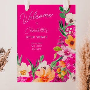 Bright bold wild flowers welcome bridal shower poster