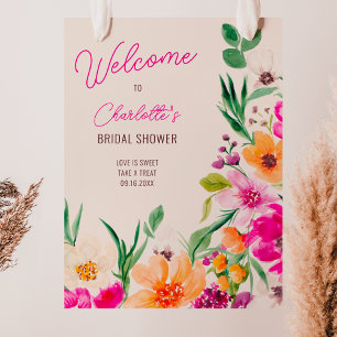 Bright bold wild flowers welcome bridal shower poster