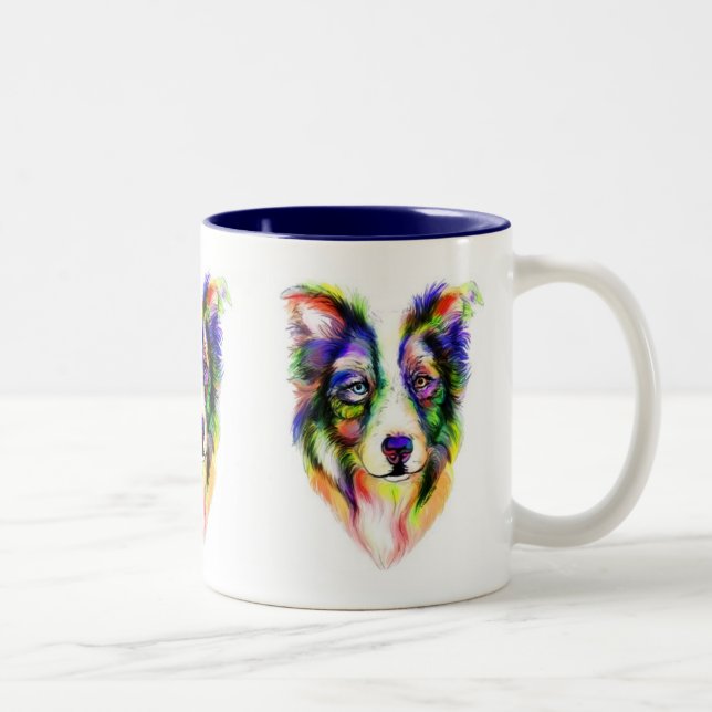Bright Border Collie Mug (Right)
