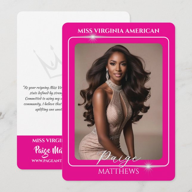 Bright Border Colour Pop Platform Pageant Card (Front/Back)