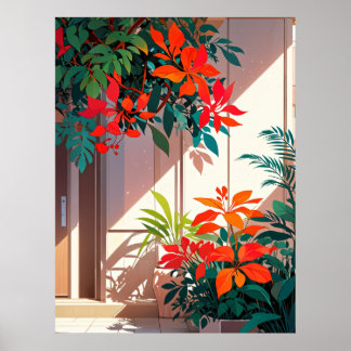 Bright Botanical Garden at the Door step Poster