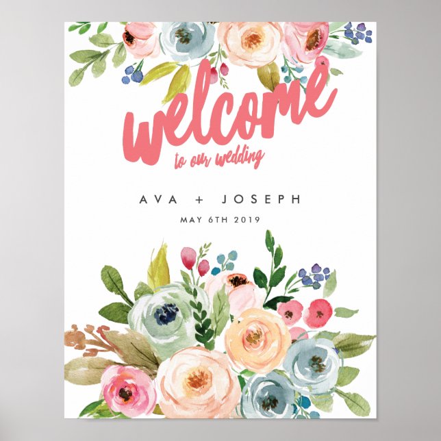 BRIGHT BOTANICAL WELCOME TO OUR WEDDING POSTER-PIN POSTER (Front)