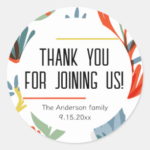 Bright Botanicals Baby Shower Thank You Classic Round Sticker