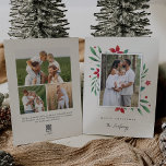 Bright Boughs | Botanical Christmas Photo Holiday Card<br><div class="desc">Elegant and festive holiday photo card frames your favourite vertical or portrait orientated image with a subtle deckled edge border and red and green holiday foliage peeking out at the corners. "Merry Christmas" or your choice of greeting appears beneath, along with your family name, on a soft ivory background. Add...</div>