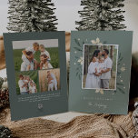 Bright Boughs | Botanical Christmas Photo Holiday Card<br><div class="desc">Elegant and festive holiday photo card frames your favourite vertical or portrait orientated image with a subtle deckled edge border and white and green holiday foliage peeking out at the corners. "Merry Christmas" or your choice of greeting appears beneath, along with your family name, on a muted green background. Add...</div>