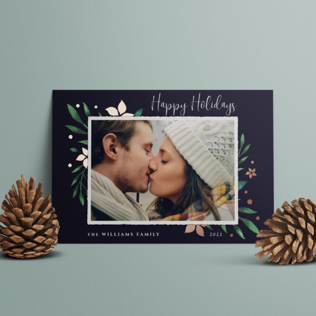 Bright Boughs | Happy Holidays Photo Foil Holiday Card (Creator Uploaded)