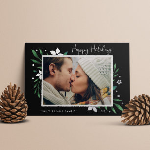 Bright Boughs Happy Holidays Photo Foil Holiday Card