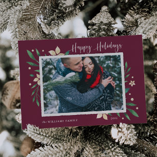 Bright Boughs Happy Holidays Photo Holiday Card
