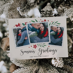 Bright Boughs Three Photo Holiday Card