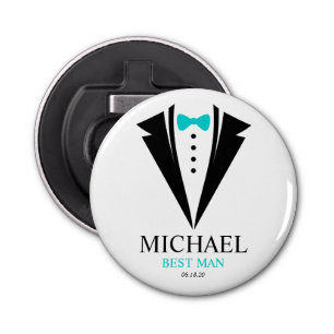 Bright Bow Tie Tuxedo "Best Man" Personalized Bottle Opener