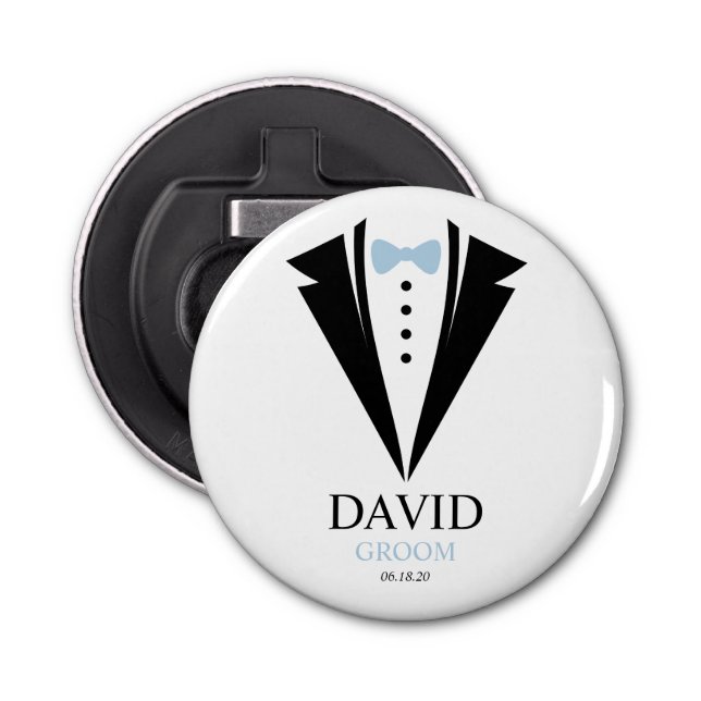 Bright Bow Tie Tuxedo "Groom" Personalised Bottle Opener (Front)