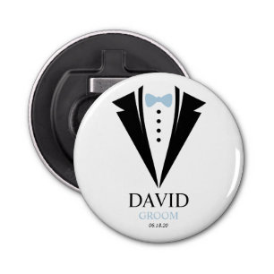 Bright Bow Tie Tuxedo "Groom" Personalized Bottle Opener