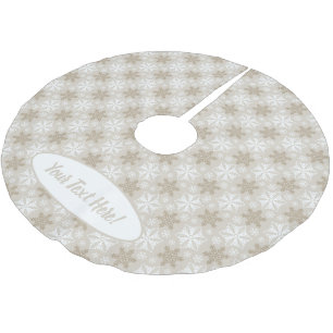Bright Brown Tan Winter White Snowflake Pattern Brushed Polyester Tree Skirt