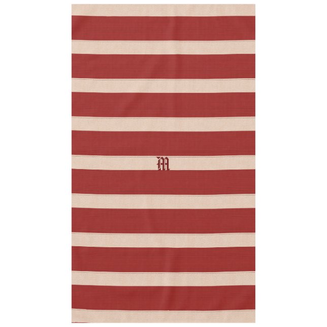 Bright  Burgundy Red Stripes Tablecloth (Front)