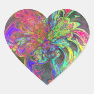 Bright Burst of Colour – Salmon & Indigo Deva Heart Sticker