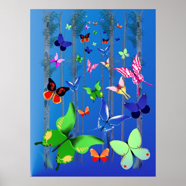 Bright Butterflies and Forest  Poster (Front)