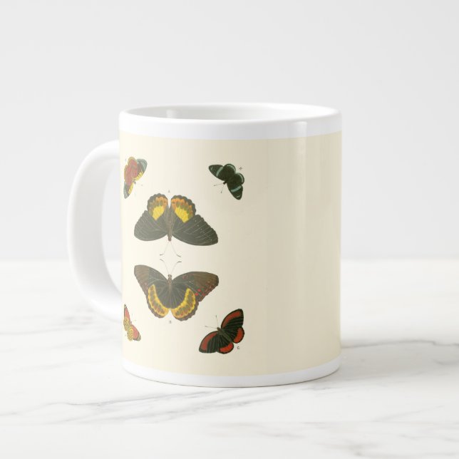 Bright Butterflies by Pieter Cramer Large Coffee Mug (Front Left)