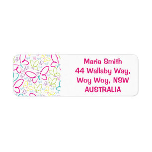 Bright butterflies return address label