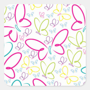 Bright butterflies square sticker