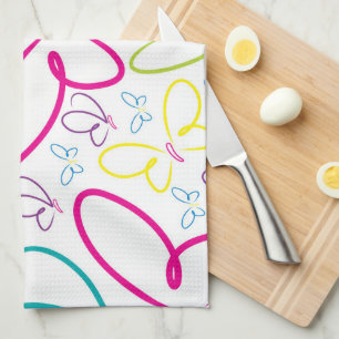 Bright butterflies tea towel