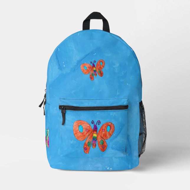 Bright Butterfly Printed Backpack (Front)